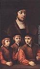 Barthel Bruyn Portrait of a Man with Three Sons painting